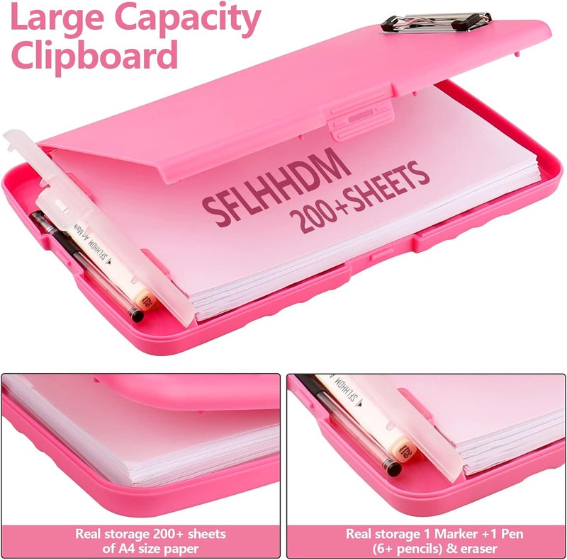 SFLHHDM Plastic Clipboard with Storage, High Capacity Clip Boards 8.5x11 with Storage, Heavy Duty Nursing Clipboard Folder, Clipboards Cute, Letter A4 Size Clipboards with Storage for Teachers, Nurse - Image 2